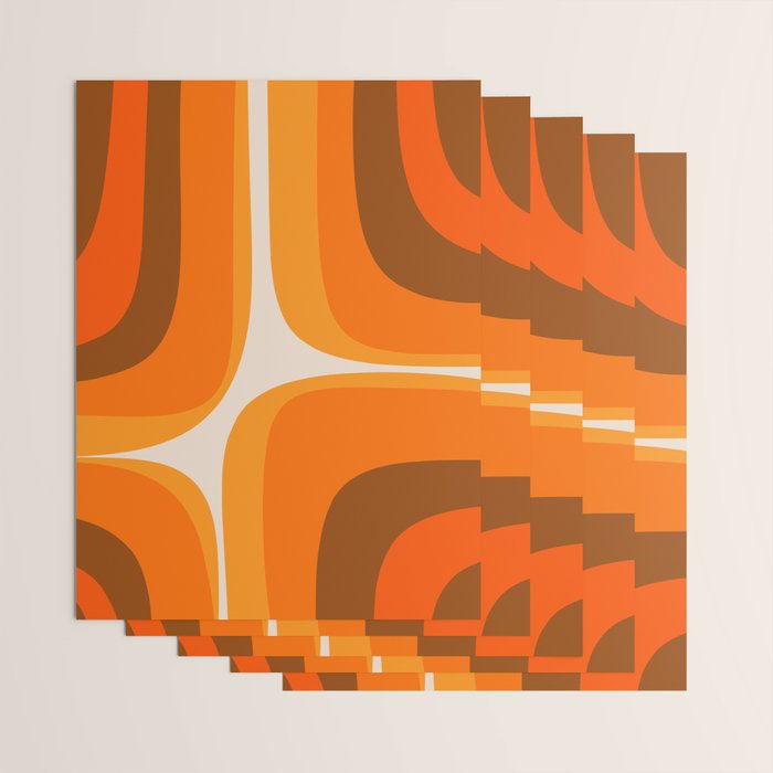 70s Retro Groove Minimalist Mid Century Modern Abstract in 1970s Brown and Orange Wrapping Paper Gallery Image 3