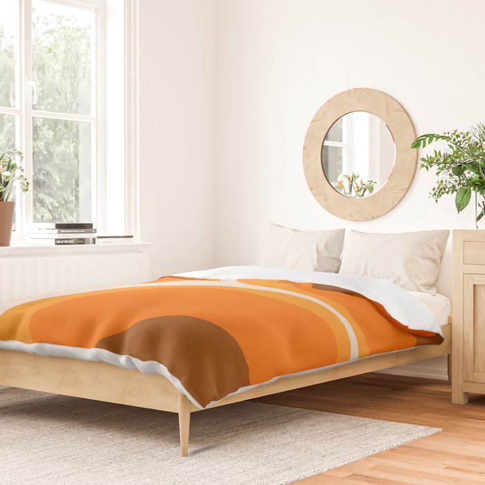 70s Retro Groove Minimalist Mid Century Modern Abstract in 1970s Brown and Orange Duvet Cover Gallery Image 2