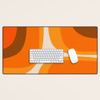 70s Retro Groove Minimalist Mid Century Modern Abstract in 1970s Brown and Orange Desk Mat Gallery Image 1