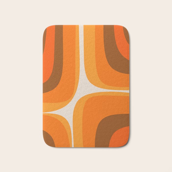 70s Retro Groove Minimalist Mid Century Modern Abstract in 1970s Brown and Orange Bath Mat Gallery Image 1