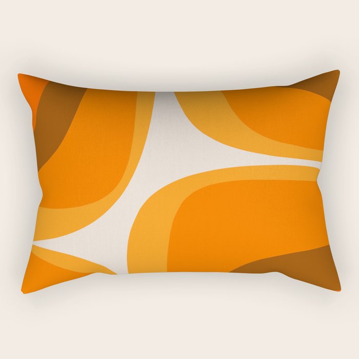 70s Retro Groove Minimalist Mid Century Modern Abstract in 1970s Brown and Orange Rectangular Pillow Gallery Image 1