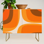 70s Retro Groove Minimalist Mid Century Modern Abstract in 1970s Brown and Orange Credenza Gallery Image 1