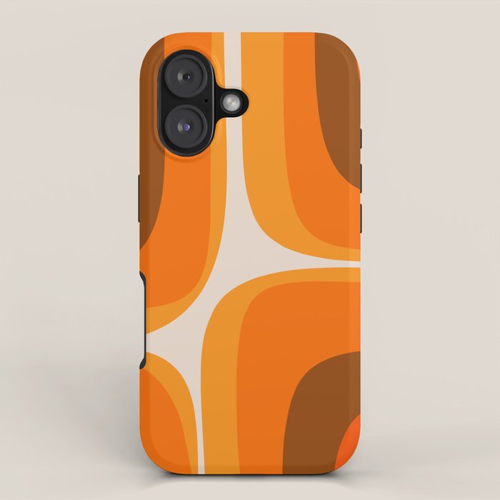 70s Retro Groove Minimalist Mid Century Modern Abstract in 1970s Brown and Orange iPhone Case Gallery Image 1