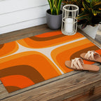 70s Retro Groove Minimalist Mid Century Modern Abstract in 1970s Brown and Orange Outdoor Rug Gallery Image 2