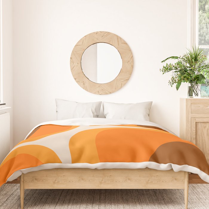 70s Retro Groove Minimalist Mid Century Modern Abstract in 1970s Brown and Orange Duvet Cover Gallery Image 3