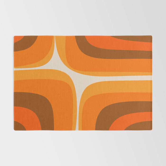 70s Retro Groove Minimalist Mid Century Modern Abstract in 1970s Brown and Orange Rug Gallery Image 2