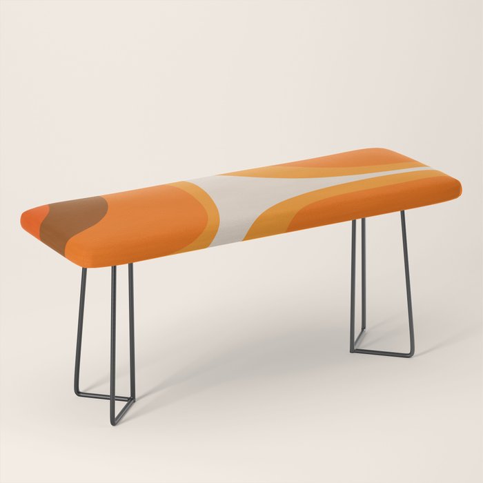 70s Retro Groove Minimalist Mid Century Modern Abstract in 1970s Brown and Orange Bench Gallery Image 1