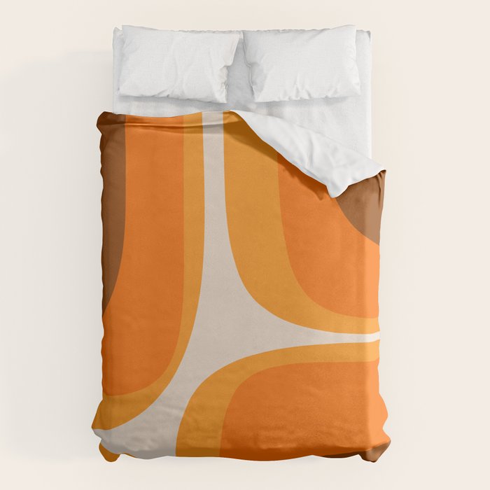 70s Retro Groove Minimalist Mid Century Modern Abstract in 1970s Brown and Orange Duvet Cover Gallery Image 1