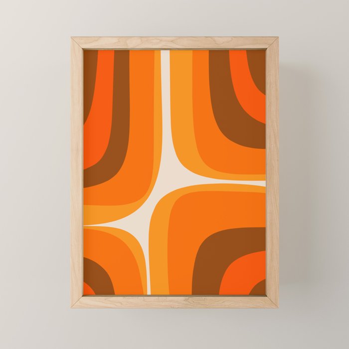 70s Retro Groove Minimalist Mid Century Modern Abstract in 1970s Brown and Orange Mini Art Print Gallery Image 1