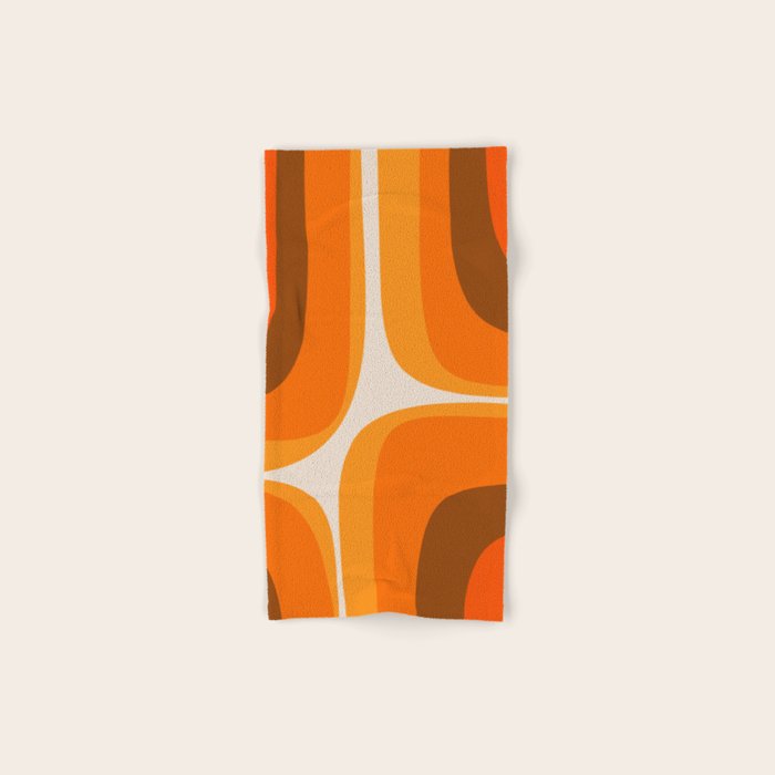 70s Retro Groove Minimalist Mid Century Modern Abstract in 1970s Brown and Orange Bath Towel Gallery Image 1