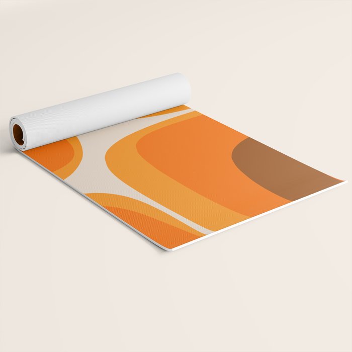 70s Retro Groove Minimalist Mid Century Modern Abstract in 1970s Brown and Orange Yoga Mat Gallery Image 2