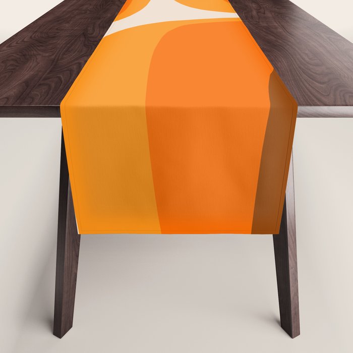 70s Retro Groove Minimalist Mid Century Modern Abstract in 1970s Brown and Orange Table Runner Gallery Image 1