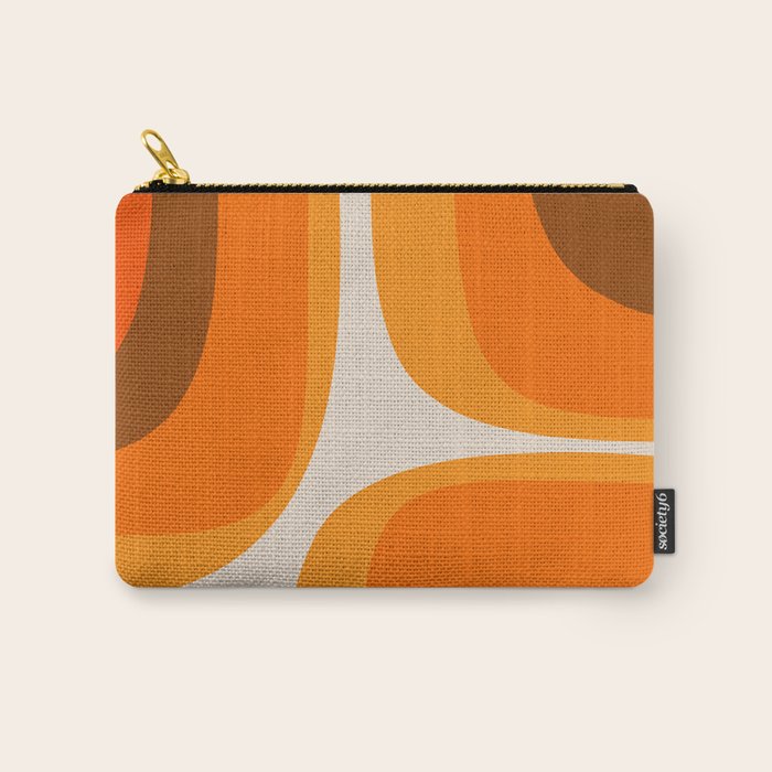 70s Retro Groove Minimalist Mid Century Modern Abstract in 1970s Brown and Orange Carry All Pouch Gallery Image 1
