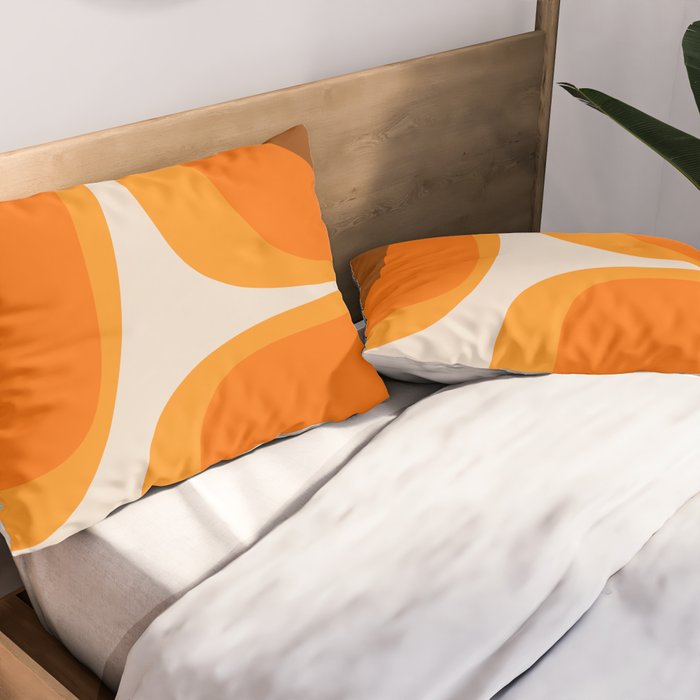 70s Retro Groove Minimalist Mid Century Modern Abstract in 1970s Brown and Orange Pillow Sham Gallery Image 2