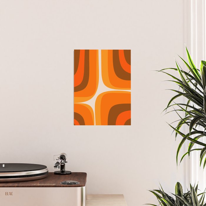 70s Retro Groove Minimalist Mid Century Modern Abstract in 1970s Brown and Orange Poster Gallery Image 2