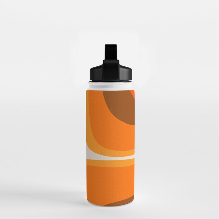 70s Retro Groove Minimalist Mid Century Modern Abstract in 1970s Brown and Orange Water Bottle Gallery Image 2