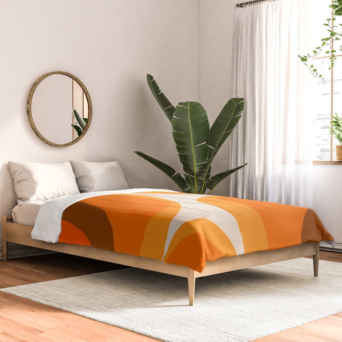 70s Retro Groove Minimalist Mid Century Modern Abstract in 1970s Brown and Orange Comforter Gallery Image 2