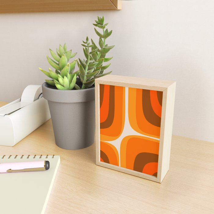 70s Retro Groove Minimalist Mid Century Modern Abstract in 1970s Brown and Orange Mini Art Print Gallery Image 2