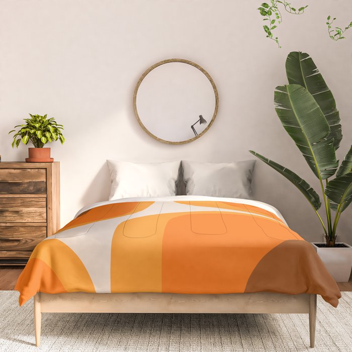 70s Retro Groove Minimalist Mid Century Modern Abstract in 1970s Brown and Orange Comforter Gallery Image 3