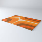 70s Retro Groove Minimalist Mid Century Modern Abstract in 1970s Brown and Orange Rug Gallery Image 3