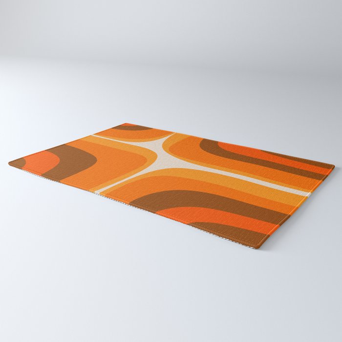 70s Retro Groove Minimalist Mid Century Modern Abstract in 1970s Brown and Orange Rug Gallery Image 3