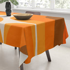 70s Retro Groove Minimalist Mid Century Modern Abstract in 1970s Brown and Orange Tablecloth Gallery Image 3
