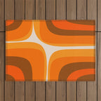 70s Retro Groove Minimalist Mid Century Modern Abstract in 1970s Brown and Orange Outdoor Rug Gallery Image 1