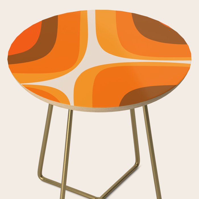 70s Retro Groove Minimalist Mid Century Modern Abstract in 1970s Brown and Orange Side Table Gallery Image 2