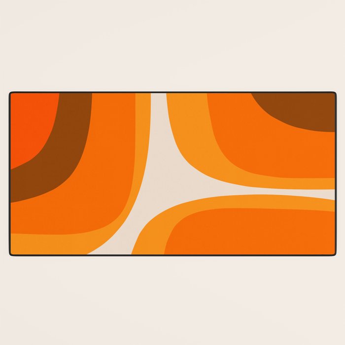 70s Retro Groove Minimalist Mid Century Modern Abstract in 1970s Brown and Orange Desk Mat Gallery Image 3