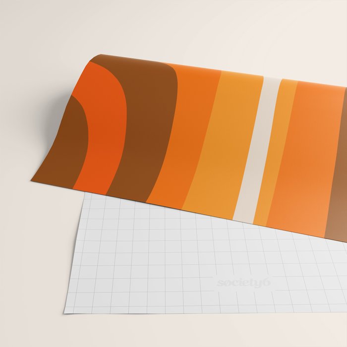 70s Retro Groove Minimalist Mid Century Modern Abstract in 1970s Brown and Orange Wrapping Paper Gallery Image 2