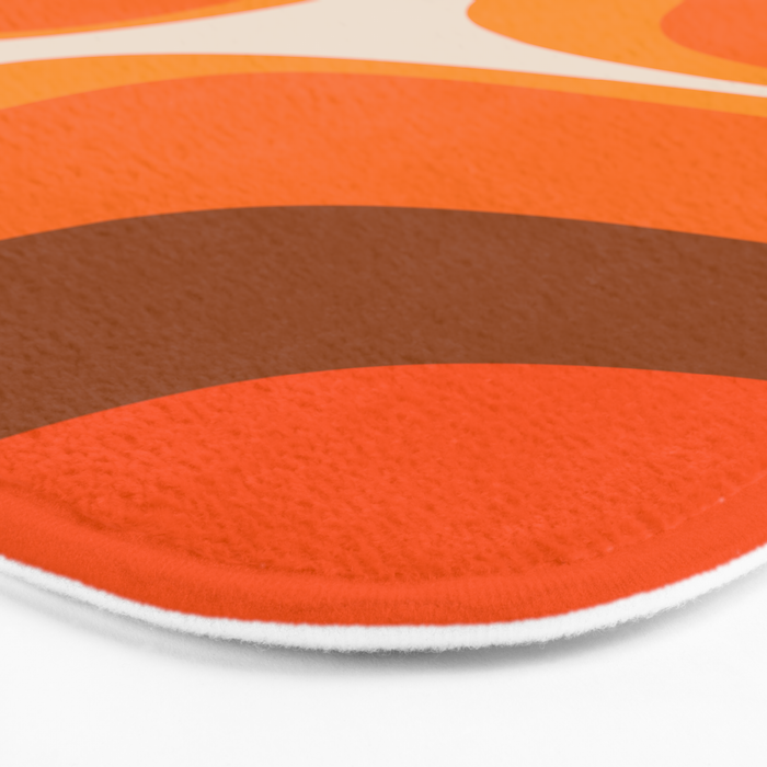 70s Retro Groove Minimalist Mid Century Modern Abstract in 1970s Brown and Orange Bath Mat Gallery Image 3