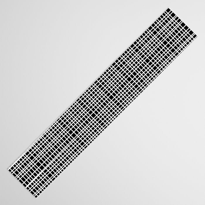 Fine Weave Retro Modern Mid-Century Pattern in White and Black Table Runner Gallery Image 3