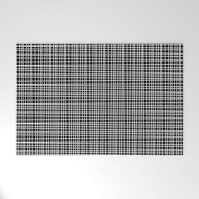 Fine Weave Retro Modern Mid-Century Pattern in White and Black Welcome Mat Gallery Image 1