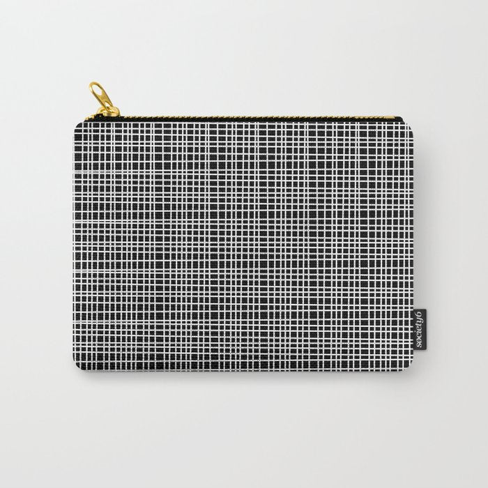 Fine Weave Retro Modern Mid-Century Pattern in White and Black Carry All Pouch Gallery Image 1