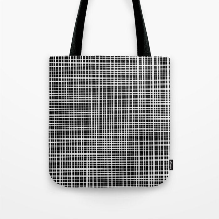 Fine Weave Retro Modern Mid-Century Pattern in White and Black Tote Bag Gallery Image 1