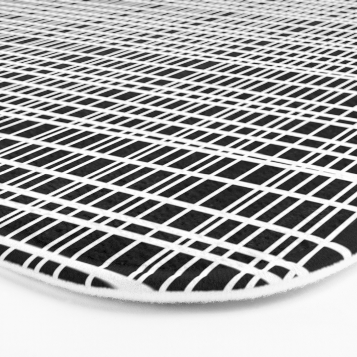 Fine Weave Retro Modern Mid-Century Pattern in White and Black Bath Mat Gallery Image 3