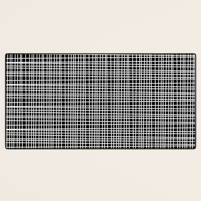 Fine Weave Retro Modern Mid-Century Pattern in White and Black Desk Mat Gallery Image 3