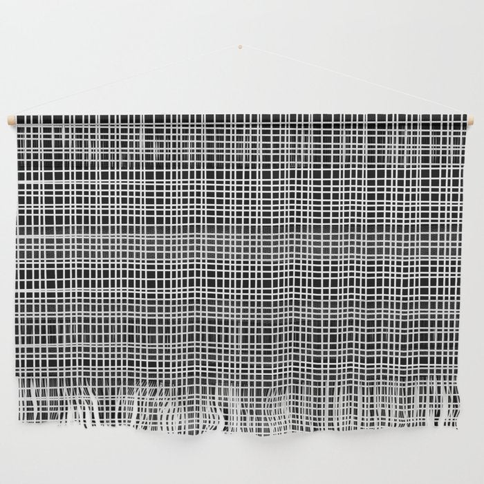 Fine Weave Retro Modern Mid-Century Pattern in White and Black Wall Hanging Gallery Image 1