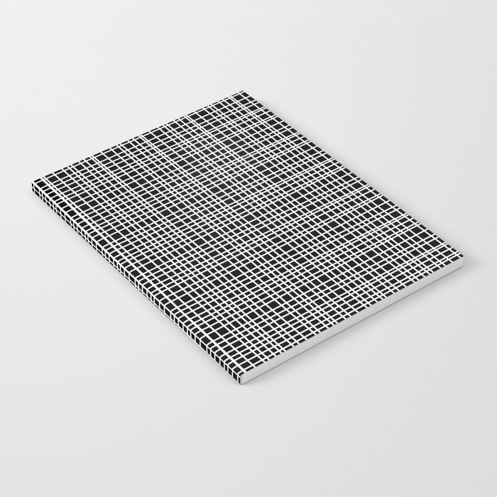 Fine Weave Retro Modern Mid-Century Pattern in White and Black Notebook Gallery Image 2