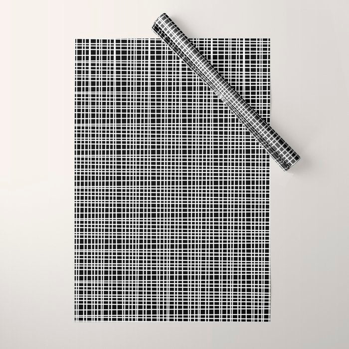 Fine Weave Retro Modern Mid-Century Pattern in White and Black Wrapping Paper Gallery Image 1