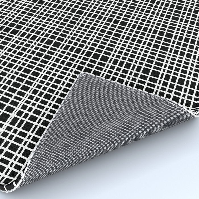 Fine Weave Retro Modern Mid-Century Pattern in White and Black Rug Gallery Image 4