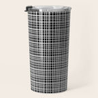 Fine Weave Retro Modern Mid-Century Pattern in White and Black Travel Mug Gallery Image 3