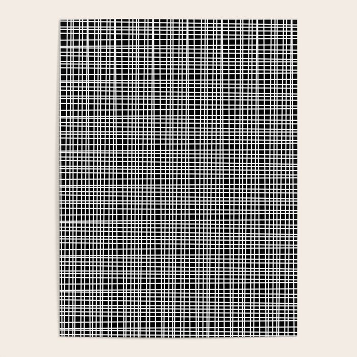Fine Weave Retro Modern Mid-Century Pattern in White and Black Poster Gallery Image 4