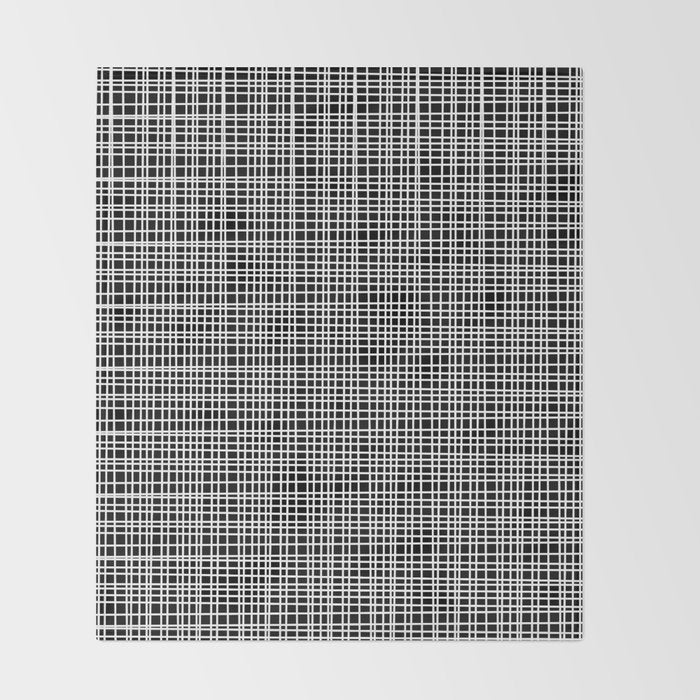 Fine Weave Retro Modern Mid-Century Pattern in White and Black Throw Blanket Gallery Image 2