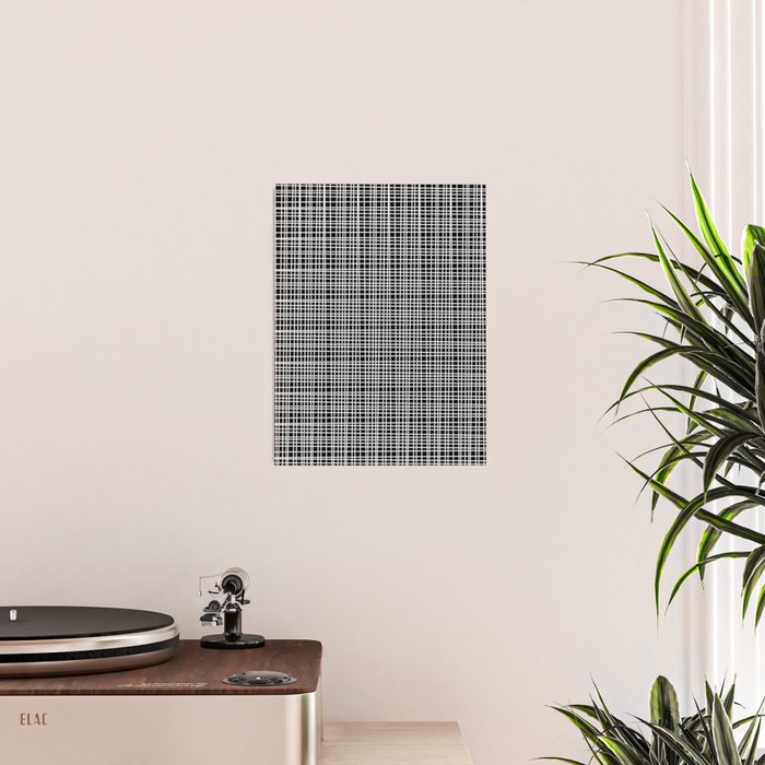 Fine Weave Retro Modern Mid-Century Pattern in White and Black Poster Gallery Image 2