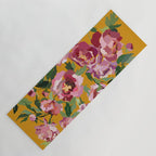 Happy peony with mustard yellow background Yoga Mat Gallery Image 1