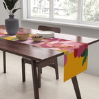 Happy peony with mustard yellow background Table Runner Gallery Image 2