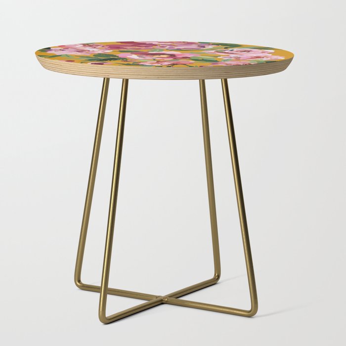 Happy peony with mustard yellow background Side Table Gallery Image 1