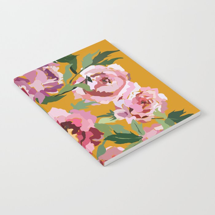 Happy peony with mustard yellow background Notebook Gallery Image 2