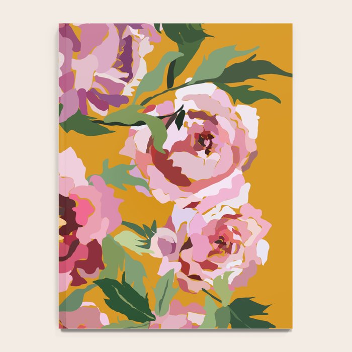 Happy peony with mustard yellow background Notebook Gallery Image 4